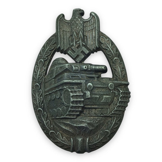 German WW2 Panzer Badge in Silver - Fine Example & Solid Back