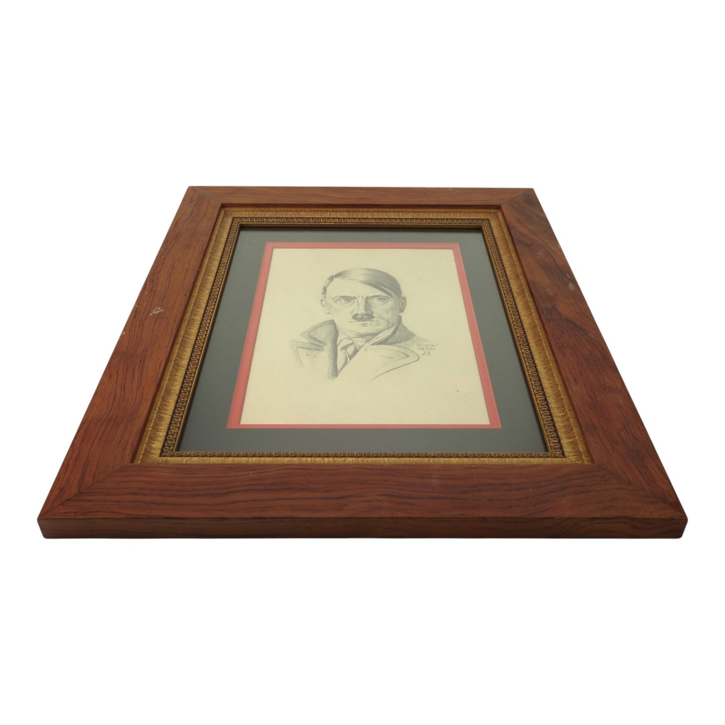 German WW2 Period Hand Drawing Pencil Sketch of Adolf Hitler Early War by Enrico Nardi