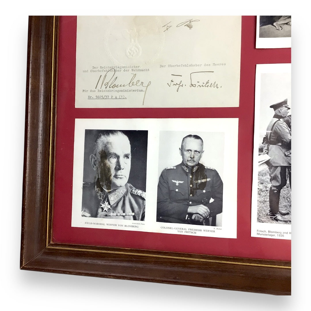 German WW2 Signed Document | Adolf Hitler & General Werner von Blomberg | JSA Certified