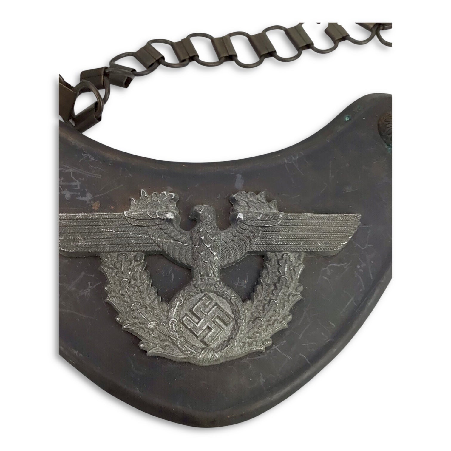German WW2 Wehrmacht Police Gorget with Chain - Marked "L"