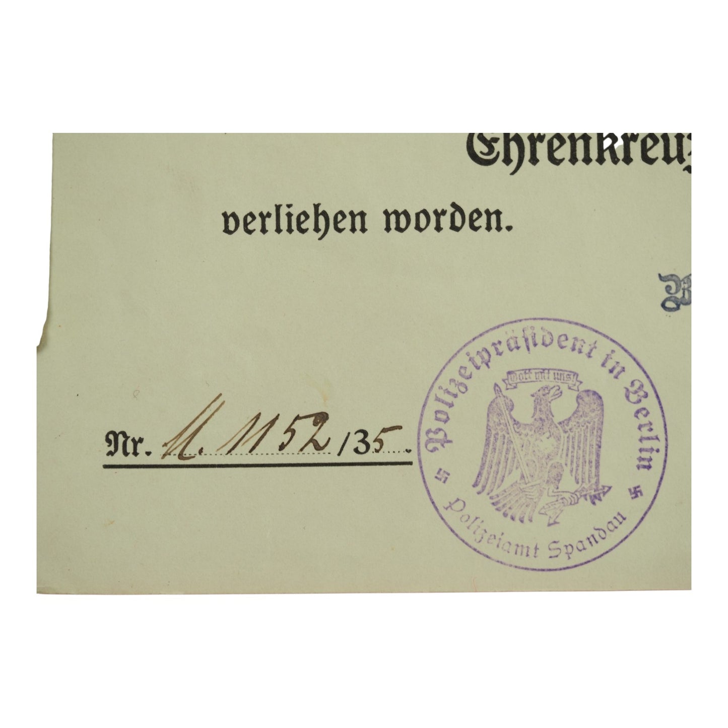 German WWI Hindenburg Honor Cross Grouping with Award Document, Police-Issued ID & Photograph | Max Manthey