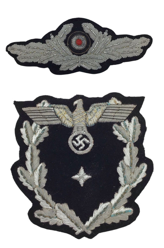 German WWII Diplomatic Corps Officer Grouping — Sleeve Insignia & Brocade Visor Cockade (Early War, Bullion)