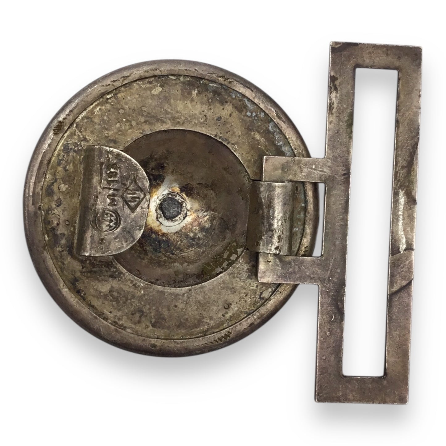 German WWII Early SS Domed Aluminum Belt Buckle – RZM M/183 SS (Two-Piece Construction)