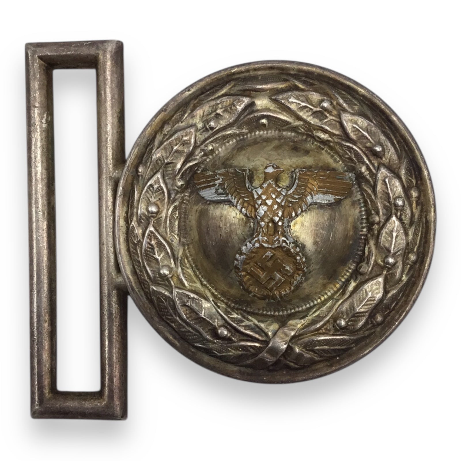 German WWII Early SS Domed Aluminum Belt Buckle – RZM M/183 SS (Two-Piece Construction)