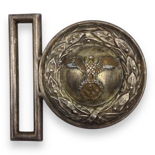 German WWII Early SS Domed Aluminum Belt Buckle – RZM M/183 SS (Two-Piece Construction)