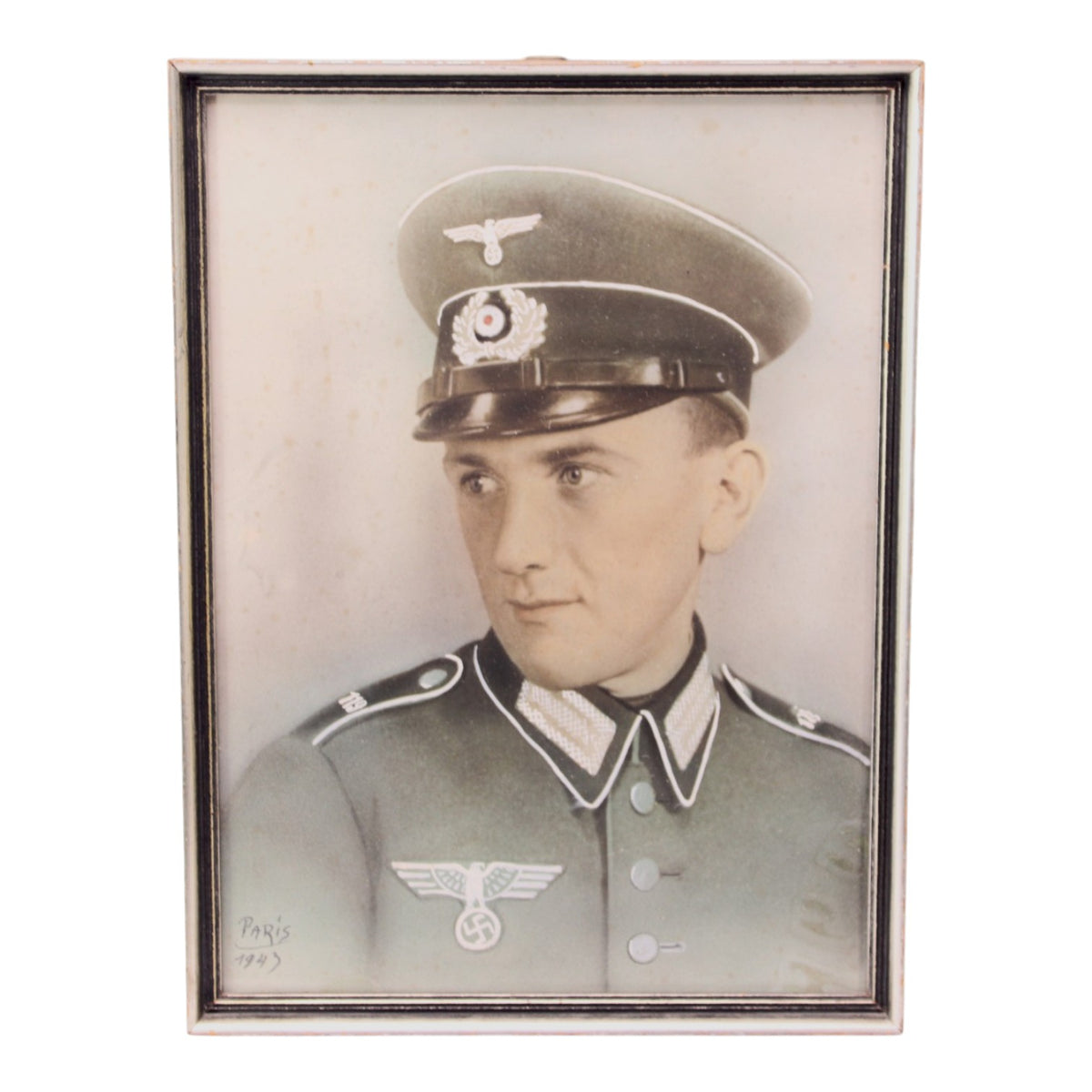 German WWII Heer 119th Infantry Officer Photograph | Paris 1943 | Colorized & Framed