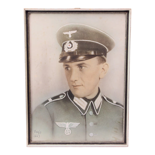 German WWII Heer 119th Infantry Officer Photograph | Paris 1943 | Colorized & Framed