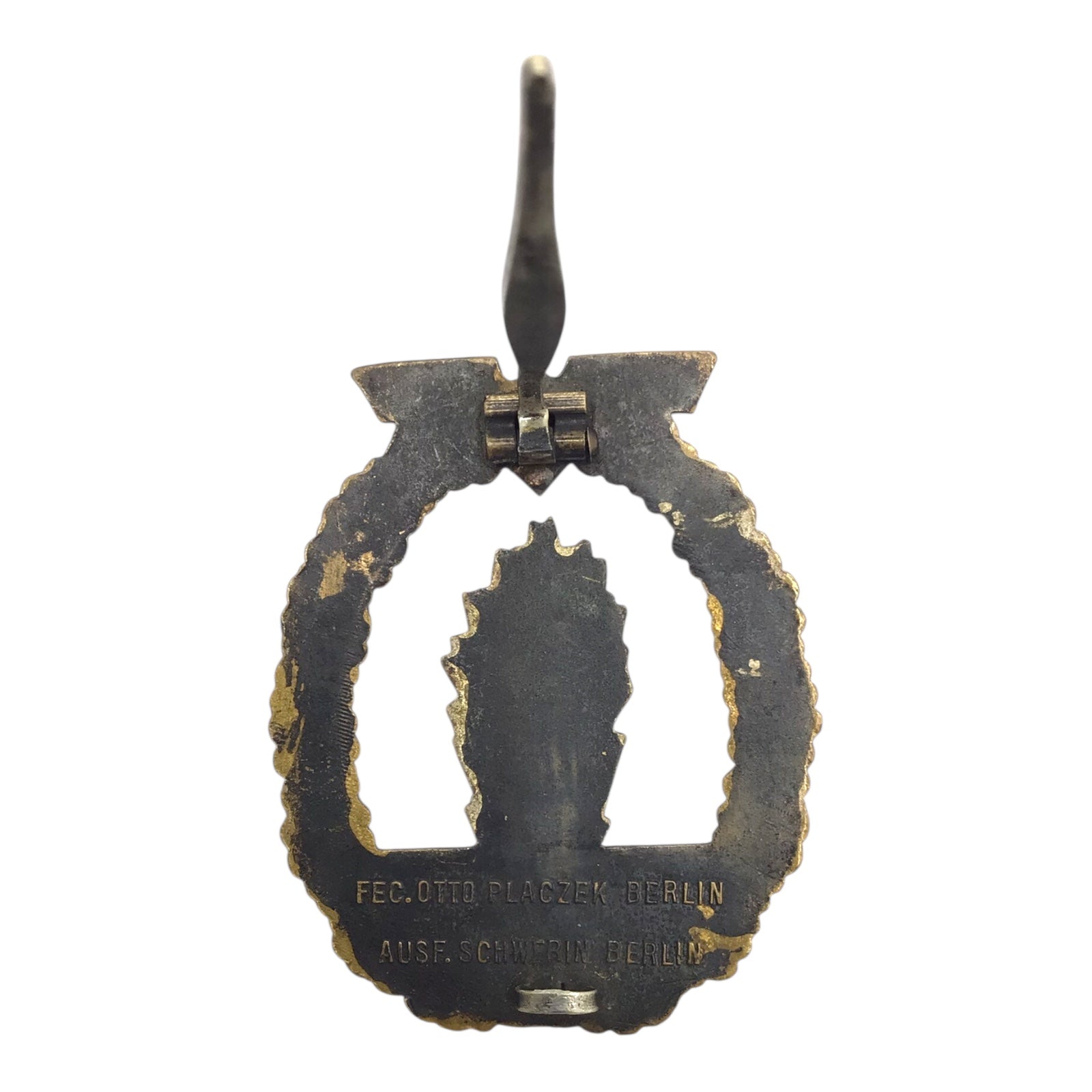 German WWII Kriegsmarine Minesweeper War Badge - Otto Placzek & Schwerin (Dual-Marked Tombak)
