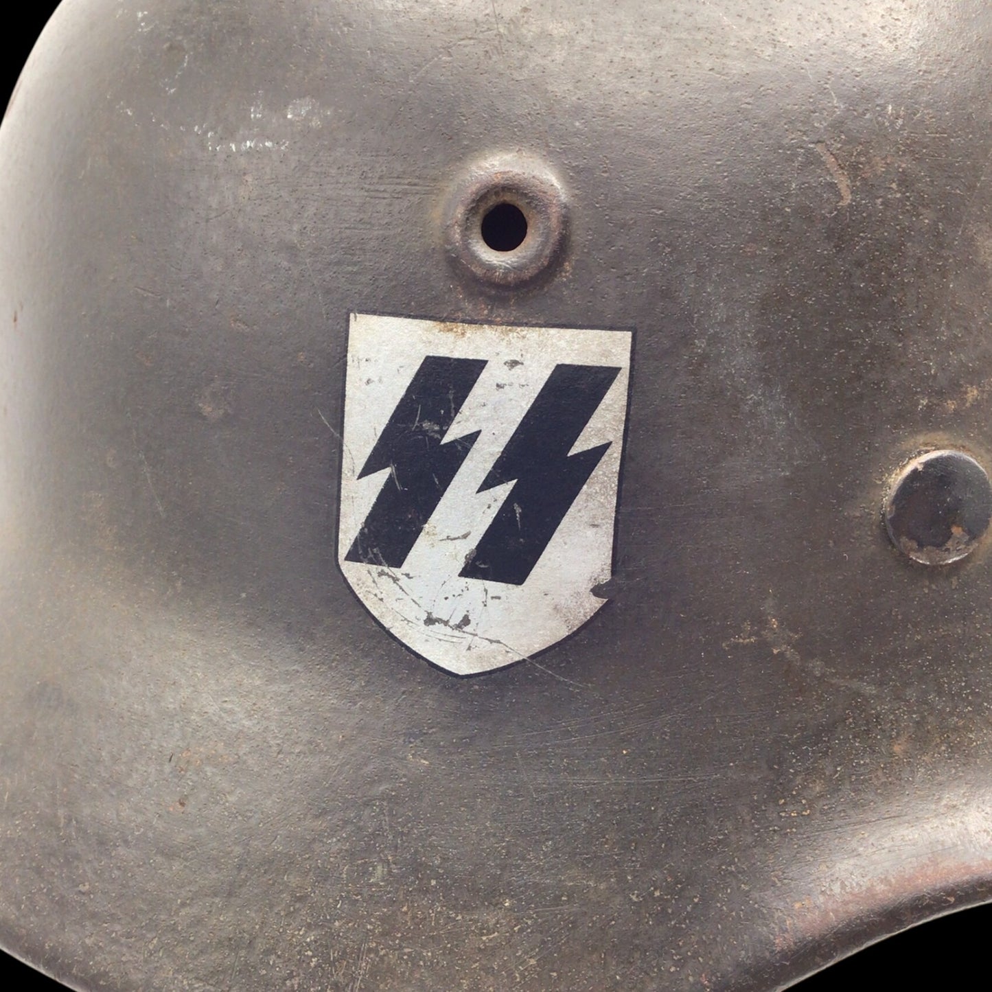 German WWII M40 Single Decal Waffen-SS Combat Helmet
