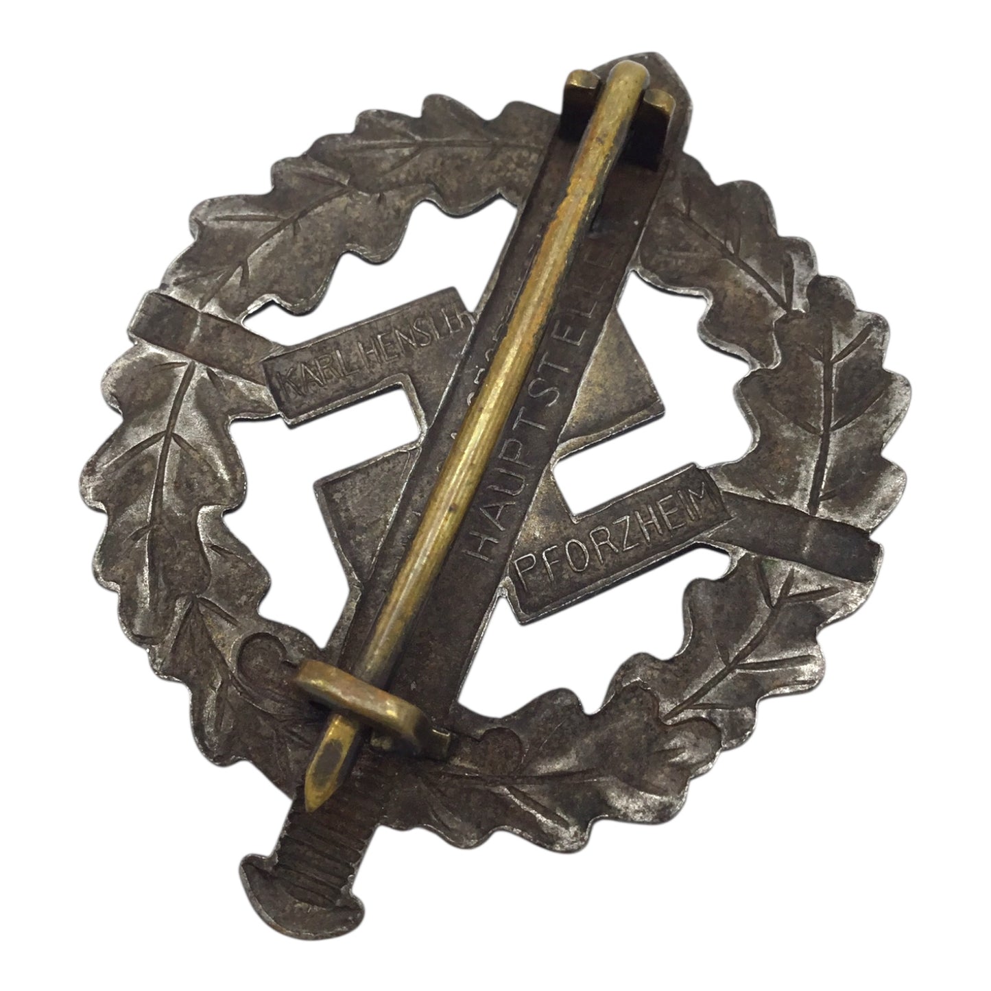 German WWII SA Sports Badge in Silver - Karl Hensler, Pforzheim (Marked)