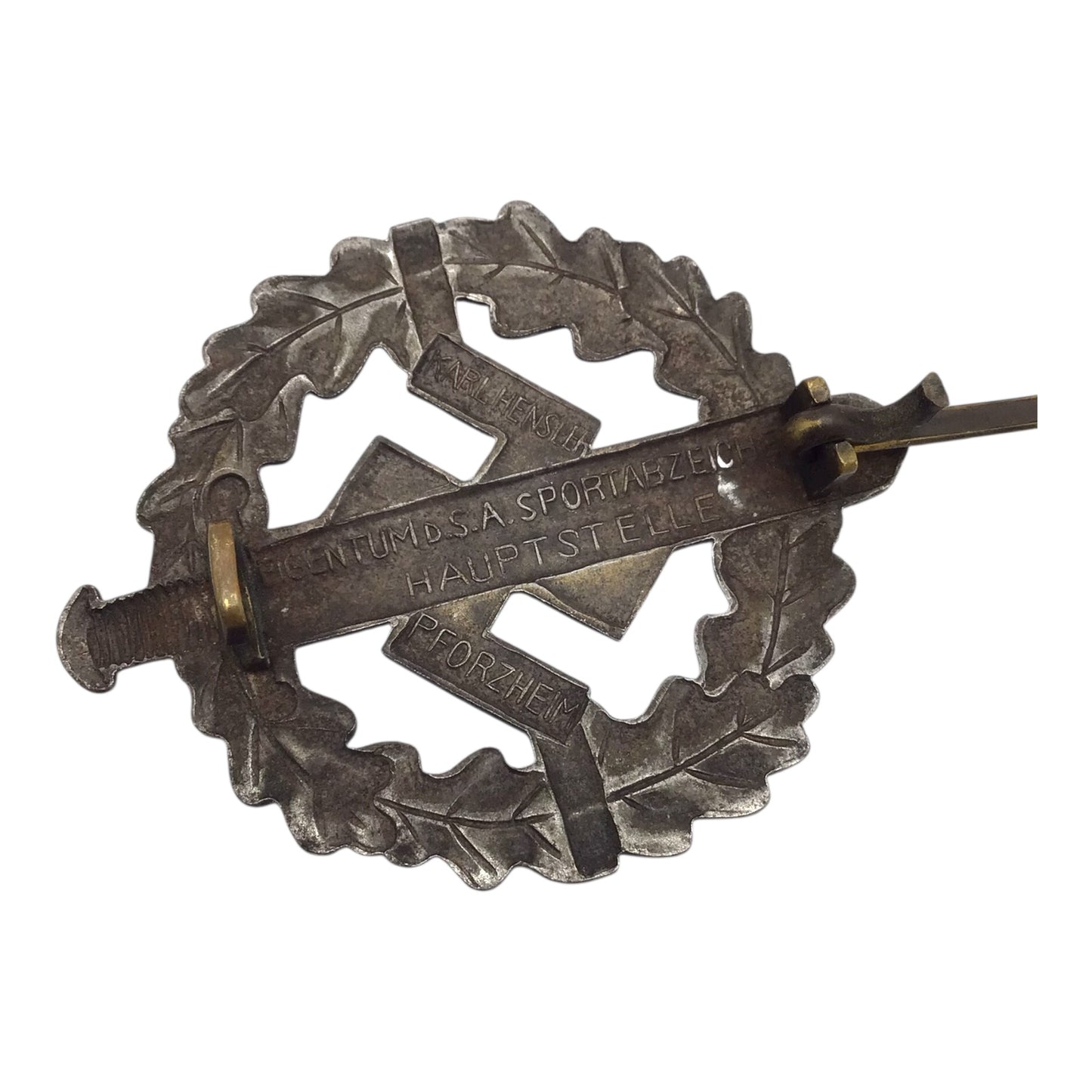 German WWII SA Sports Badge in Silver - Karl Hensler, Pforzheim (Marked)
