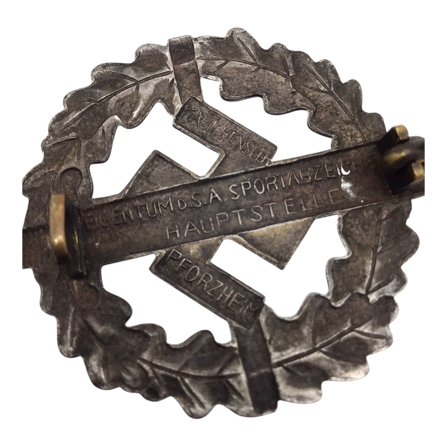 German WWII SA Sports Badge in Silver - Karl Hensler, Pforzheim (Marked)