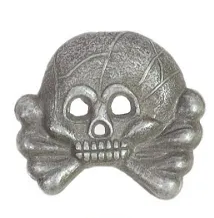 German WWII Skull Collar Tab for Panzer Tank Troops Wehrmacht and Waffen SS (Skull over crossed bones no chin bone) - missing prongs - CC#WIW0950