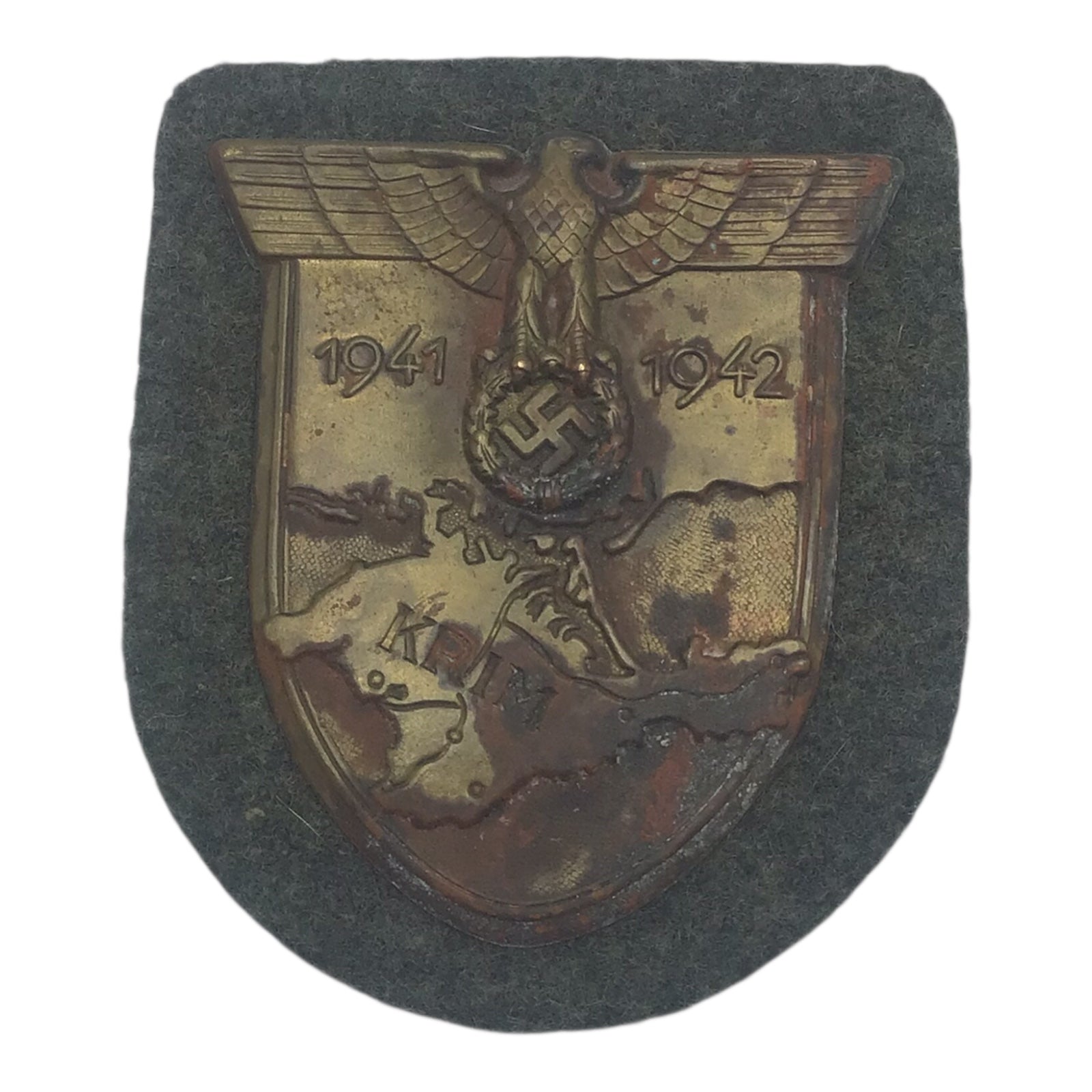 German WWII Uniformed Removed Heer Crimea Arm Shield