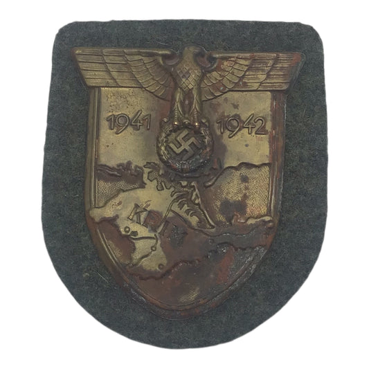 German WWII Uniformed Removed Heer Crimea Arm Shield