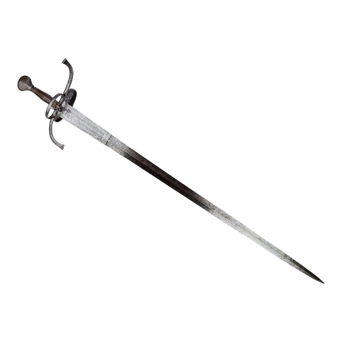 German or North European Decorated Double-Edged Sword c.1620 with Solingen Mark & Museum Number