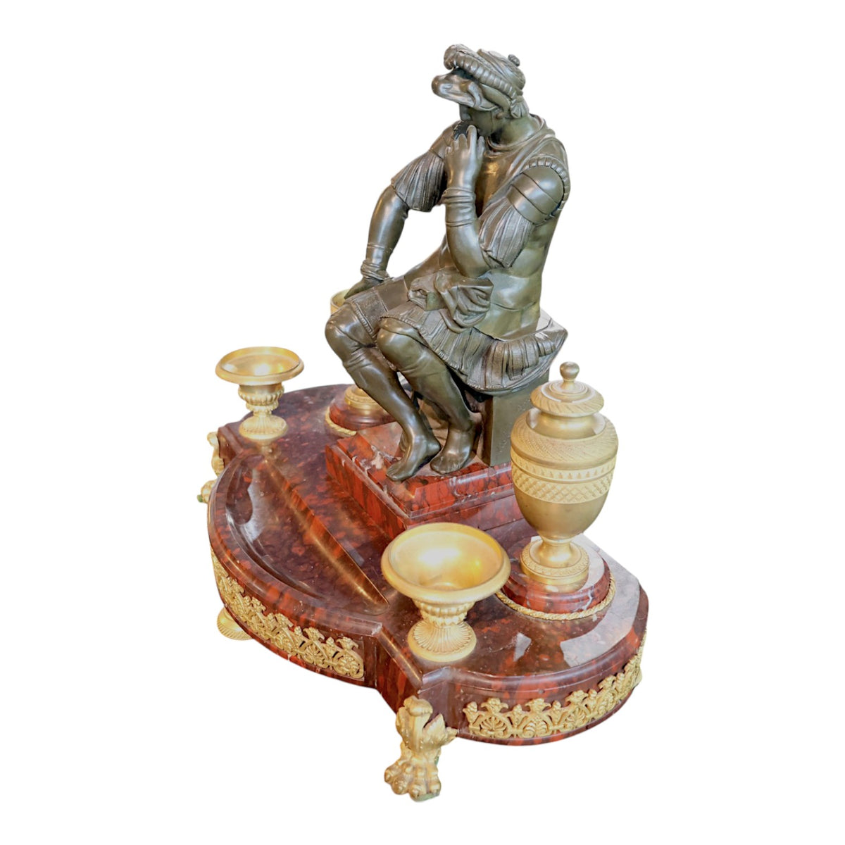 Gladiator Bust Sculpture with Latin Inscription by Richard Aurili (D.1914) - Dallas Estate