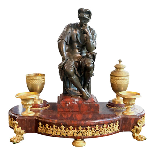Gladiator Bust Sculpture with Latin Inscription by Richard Aurili (D.1914) - Dallas Estate