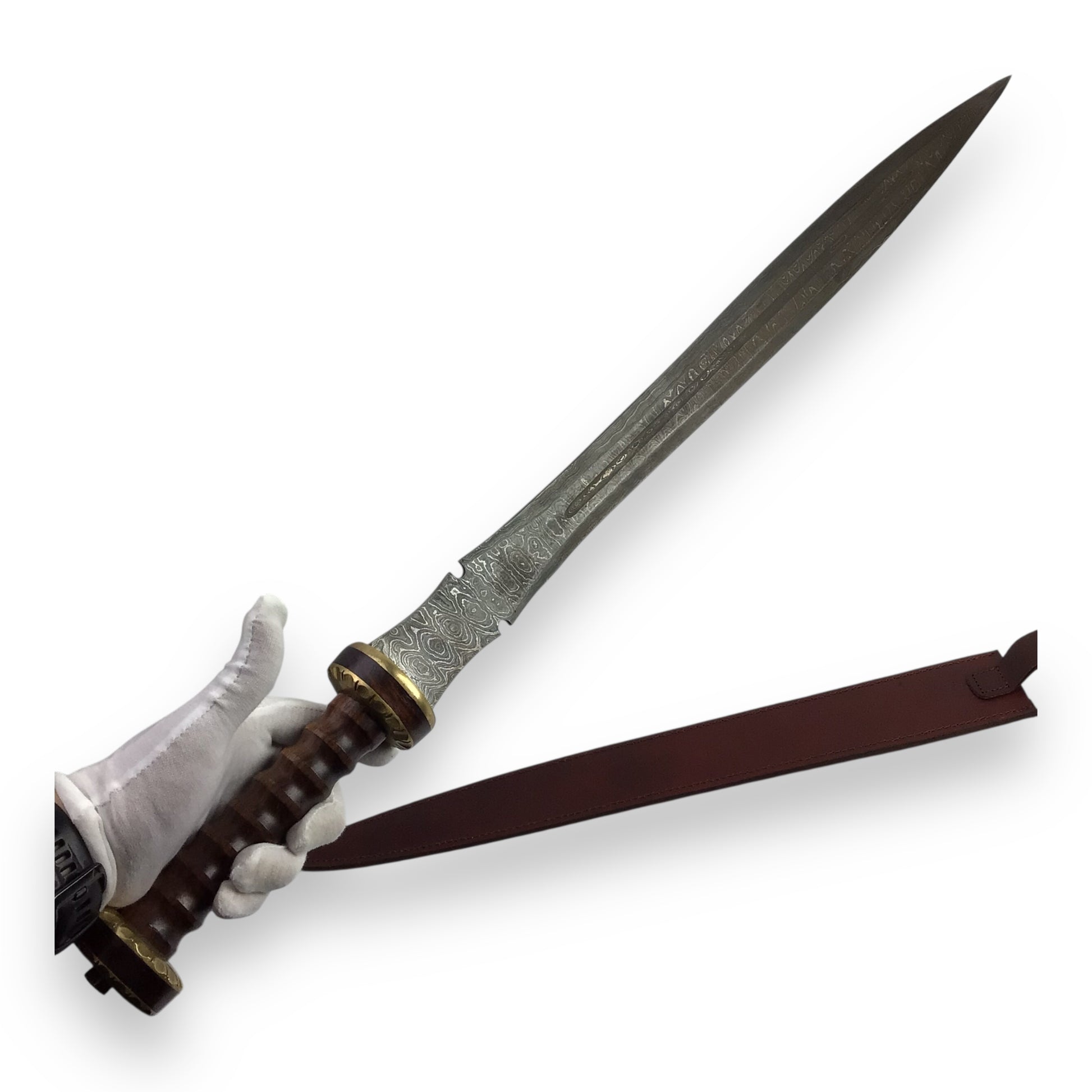 Gladiator-Style Sword - Hand-Forged Tempered Damascus Steel with Sheath