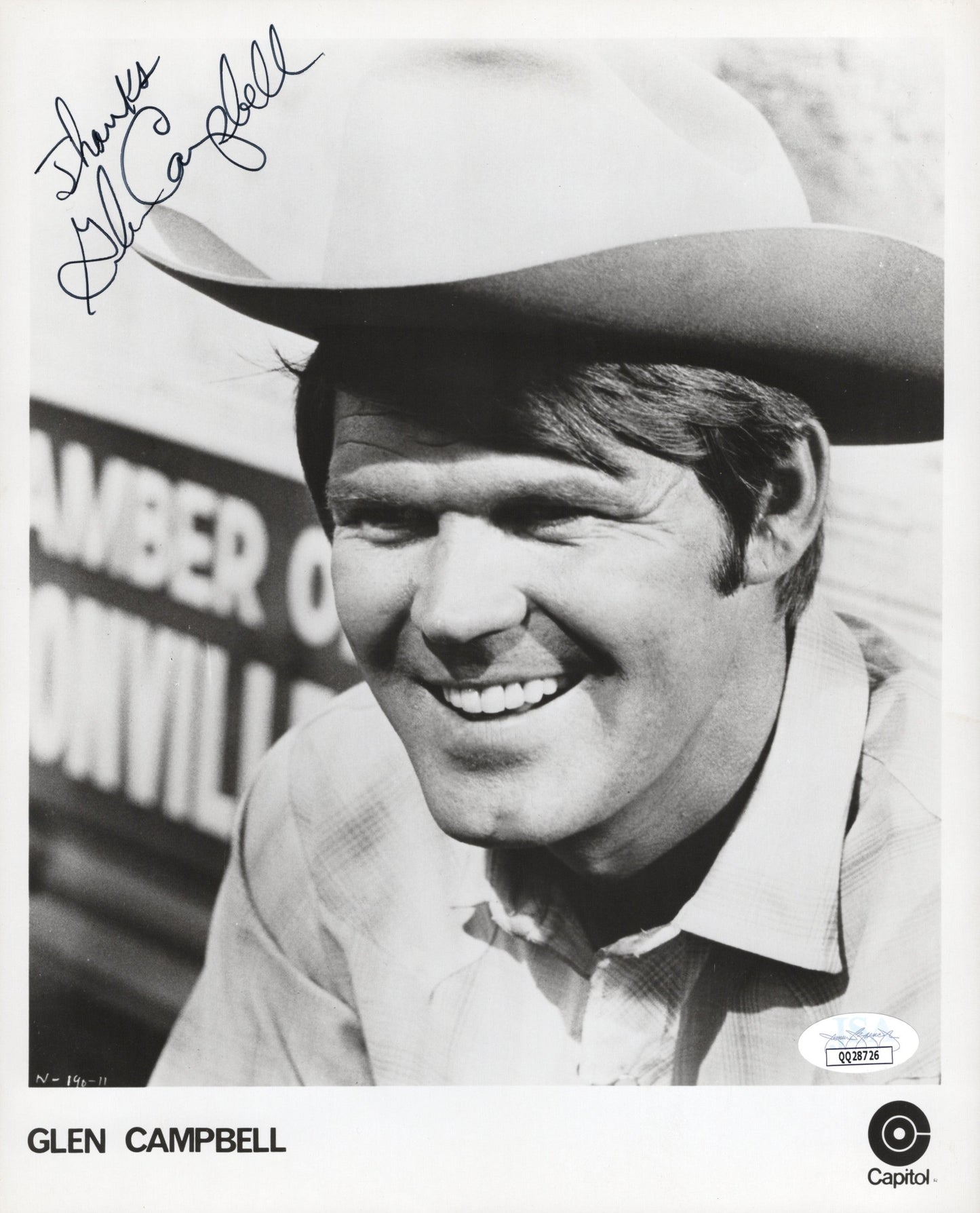 Glen Campbell Signed Photo 8x10 JSA Certified Authentic QQ28726