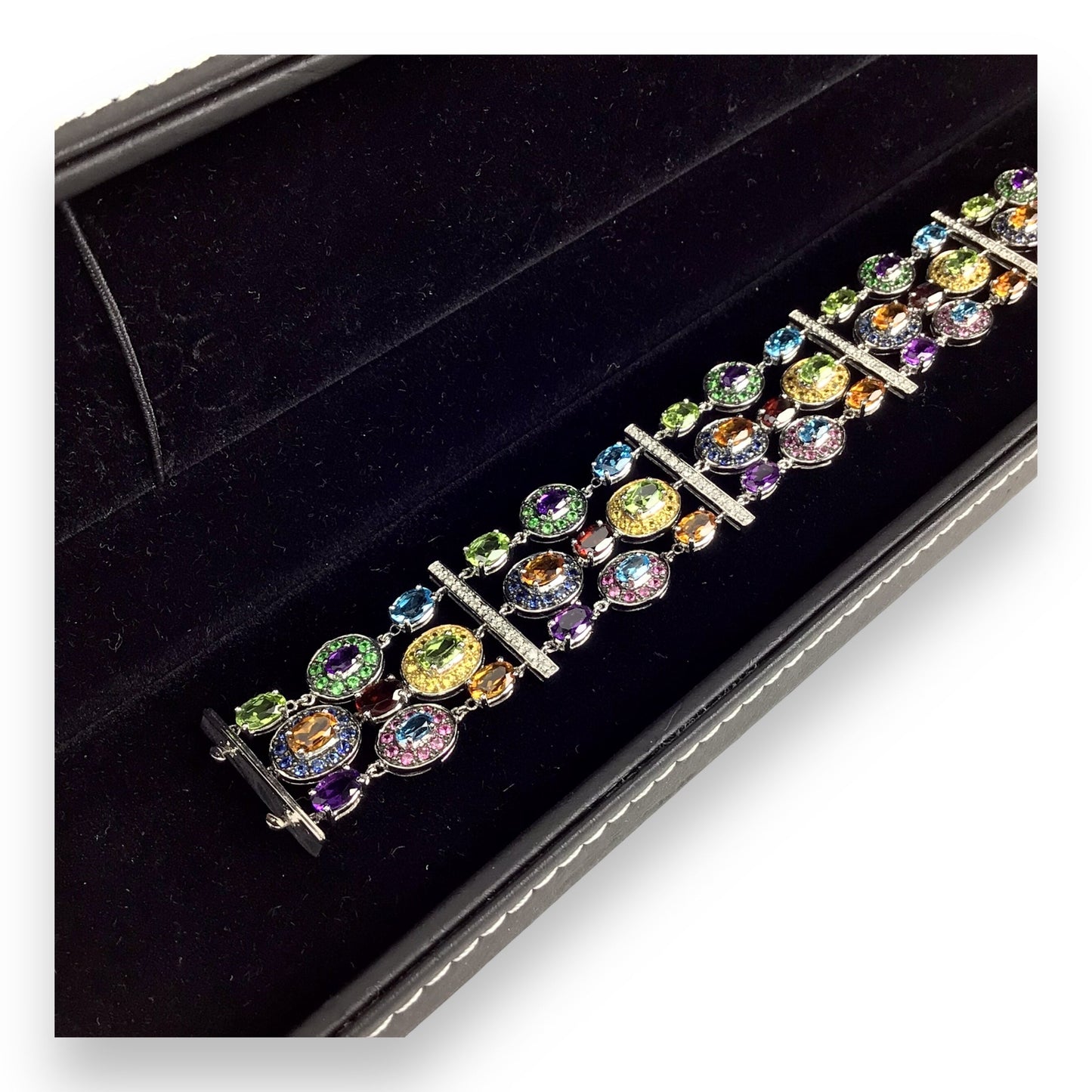 Gorgeous 14kt White Gold Multi-Gemstone Bracelet - Diamond, Topaz & More