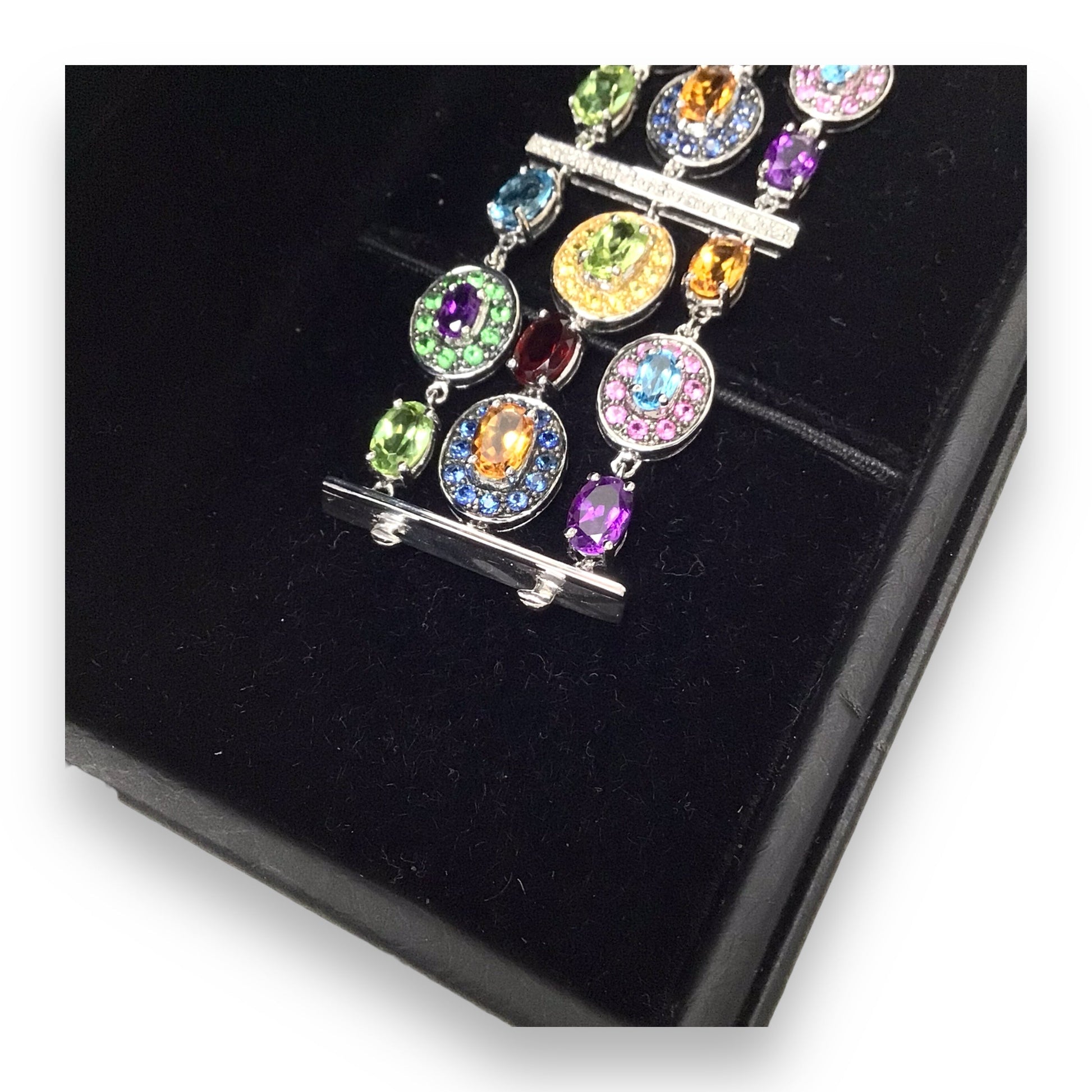 Gorgeous 14kt White Gold Multi-Gemstone Bracelet - Diamond, Topaz & More