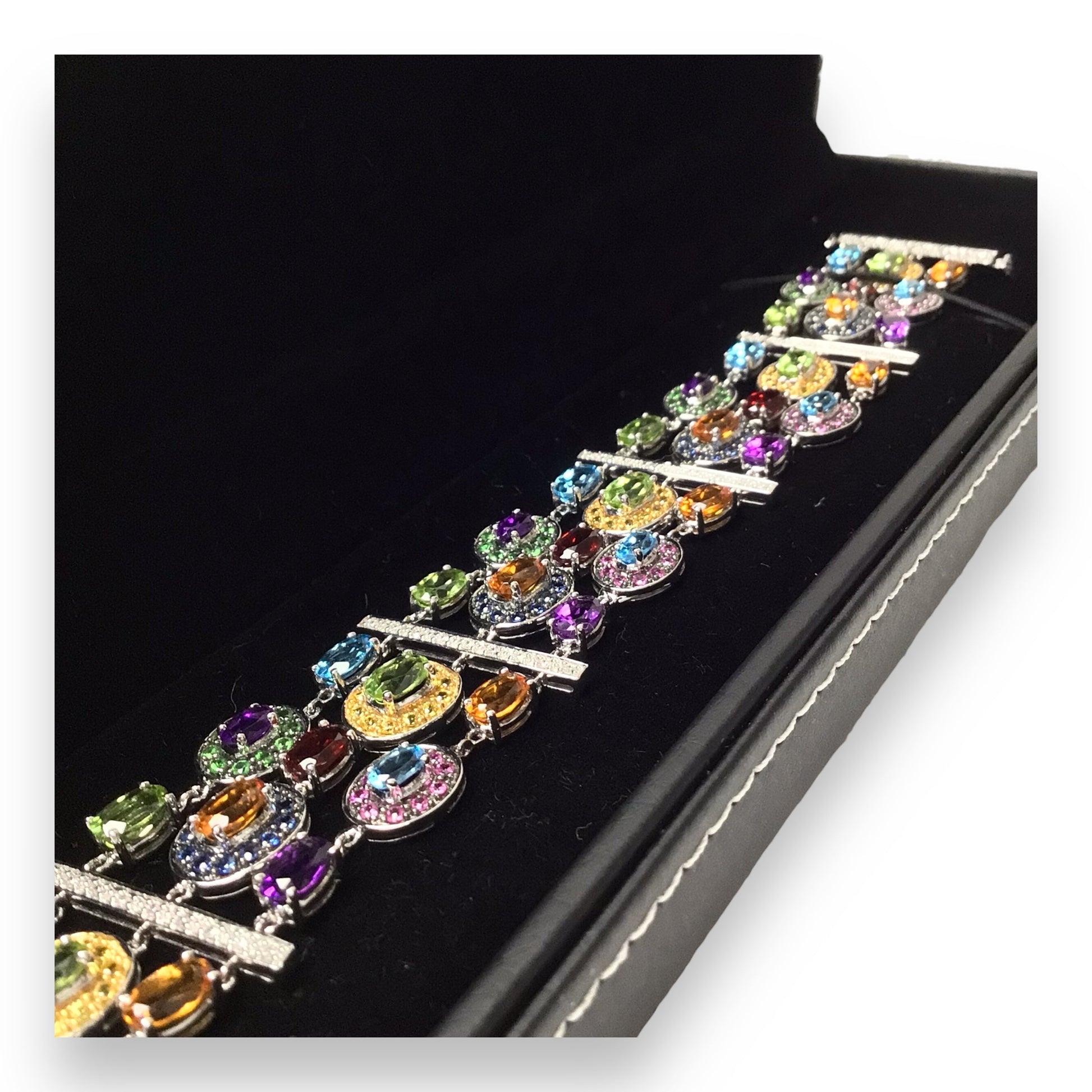 Gorgeous 14kt White Gold Multi-Gemstone Bracelet - Diamond, Topaz & More