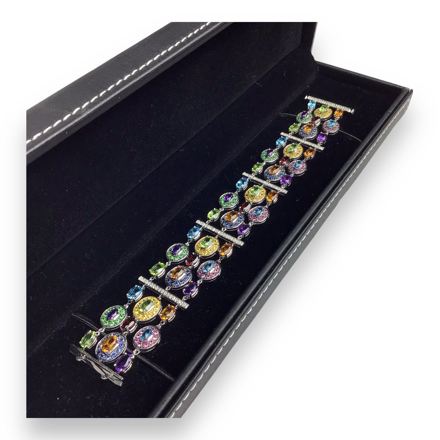 Gorgeous 14kt White Gold Multi-Gemstone Bracelet - Diamond, Topaz & More