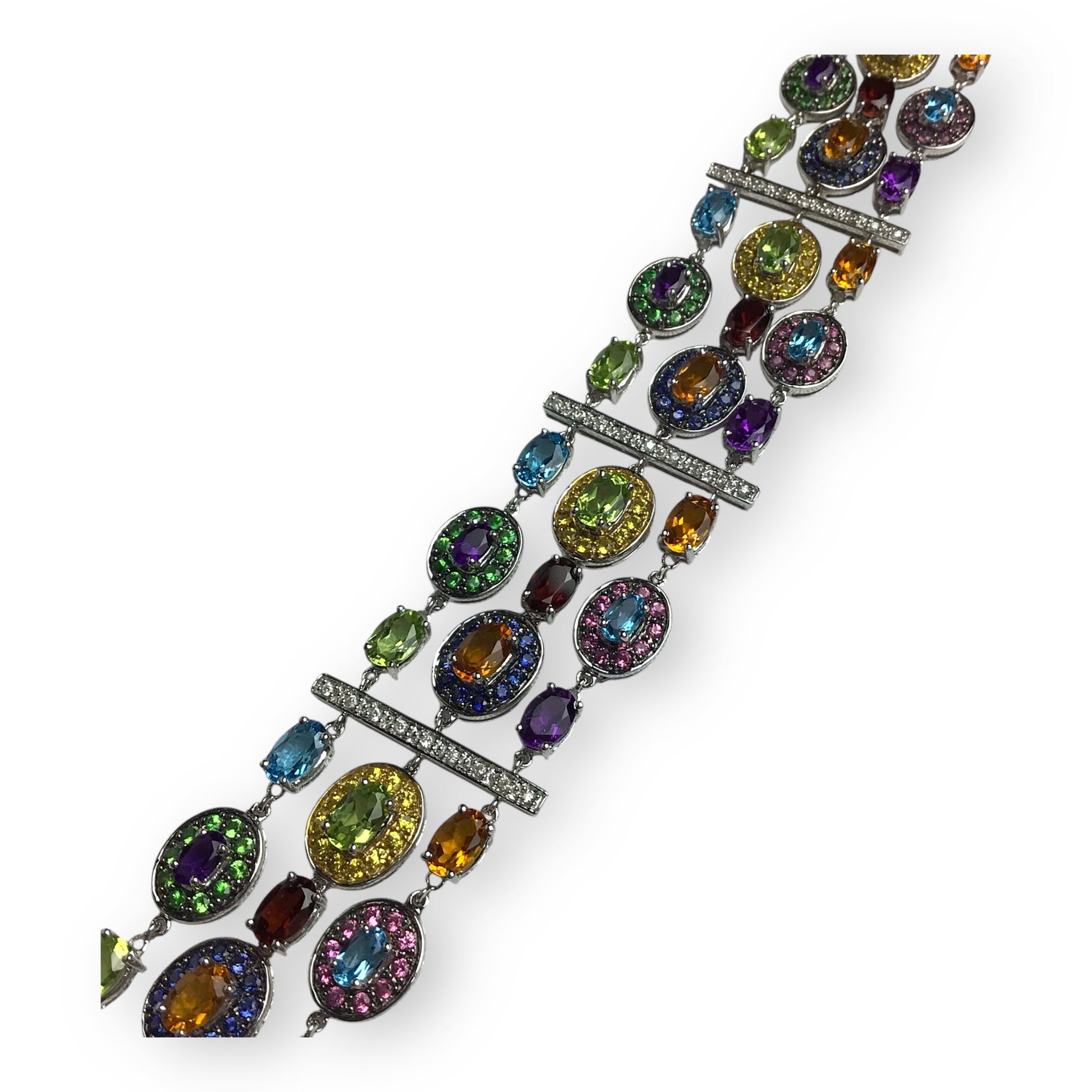 Gorgeous 14kt White Gold Multi-Gemstone Bracelet - Diamond, Topaz & More