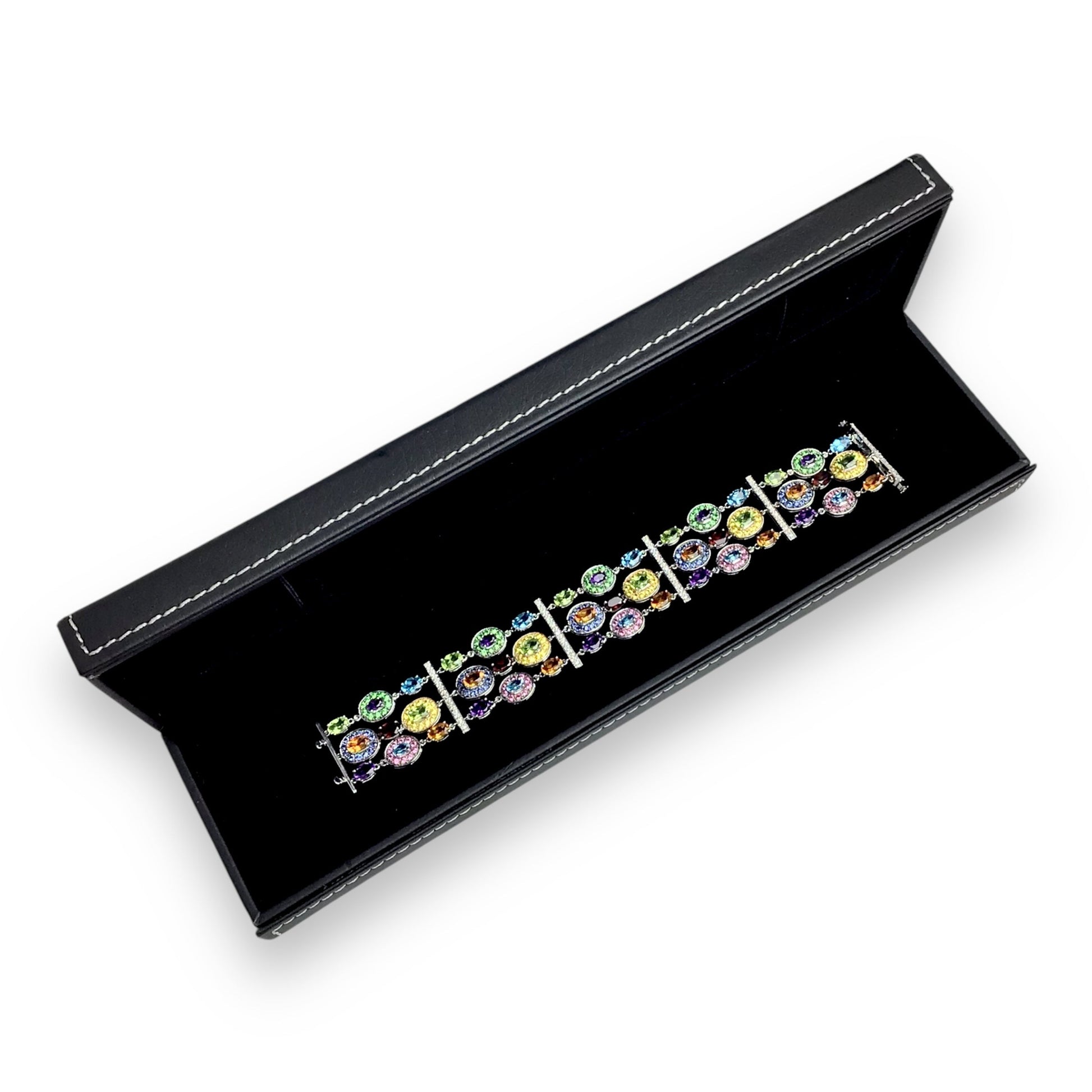 Gorgeous 14kt White Gold Multi-Gemstone Bracelet - Diamond, Topaz & More