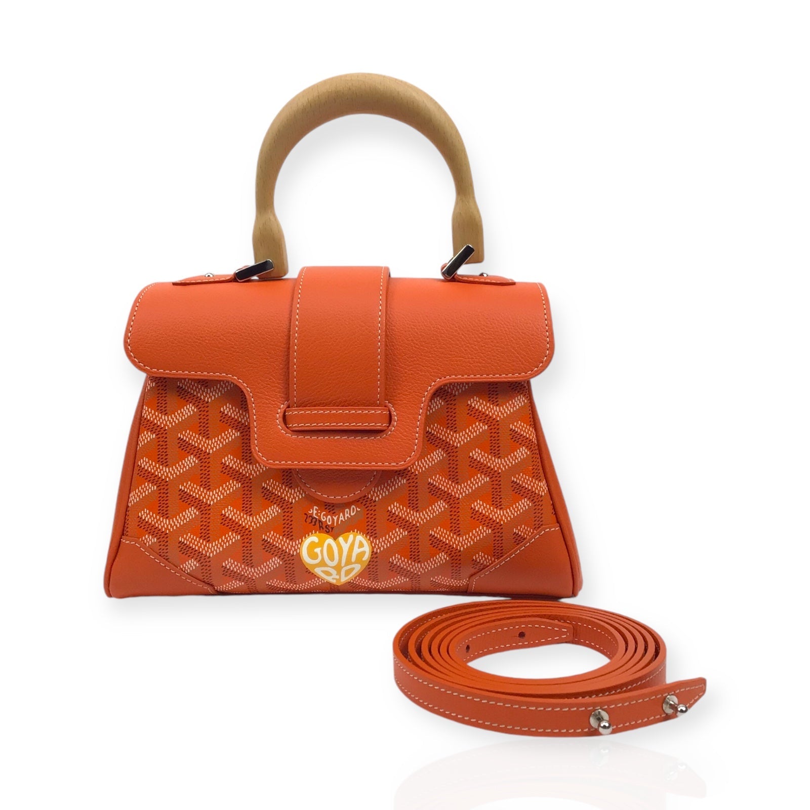 Goyard Saigon Souple Mini Orange Leather & Goyardine Canvas Bag - New w/ Box