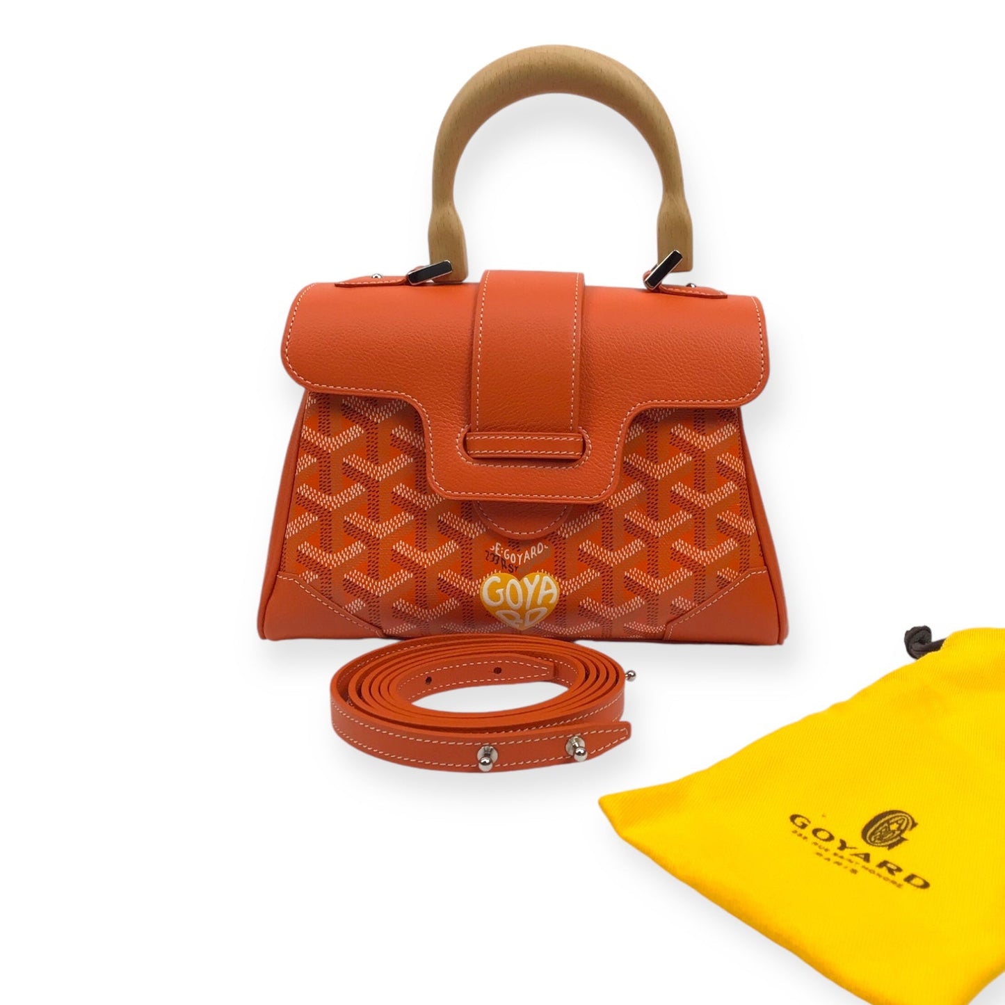 Goyard Saigon Souple Mini Orange Leather & Goyardine Canvas Bag - New w/ Box