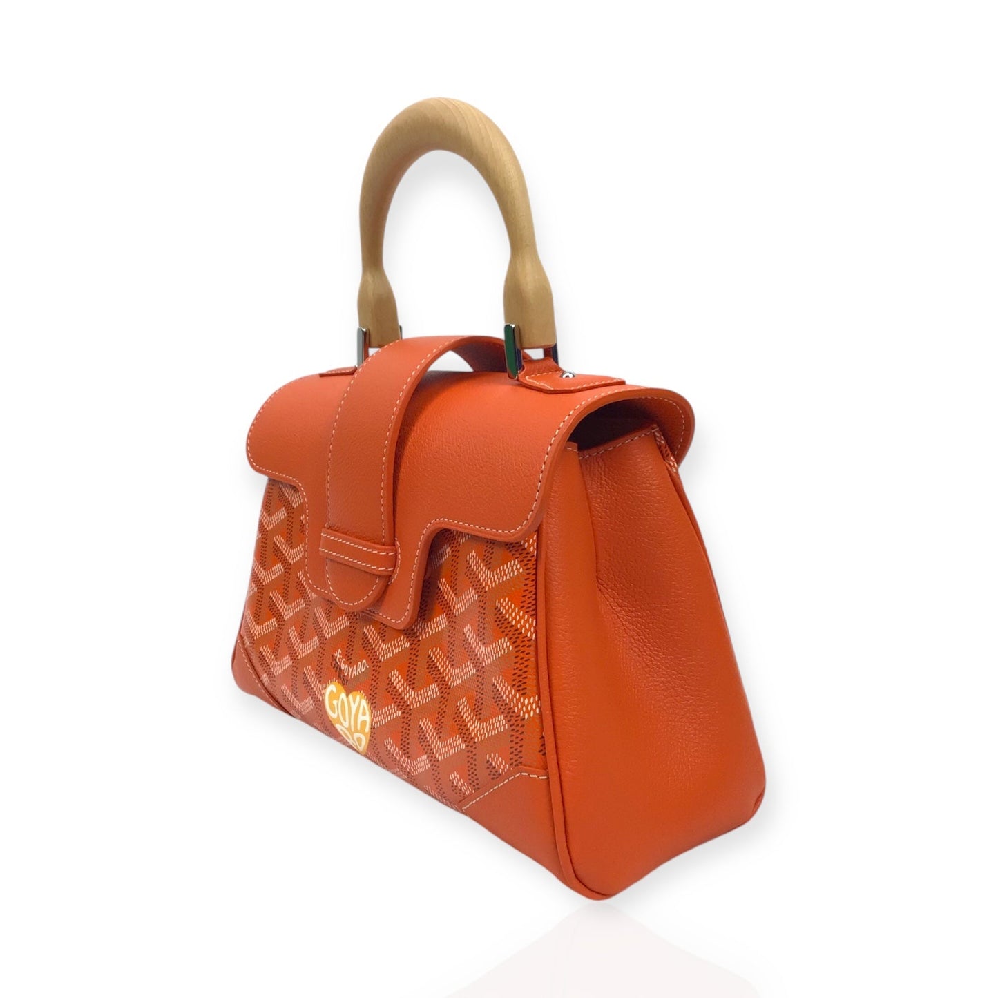 Goyard Saigon Souple Mini Orange Leather & Goyardine Canvas Bag - New w/ Box