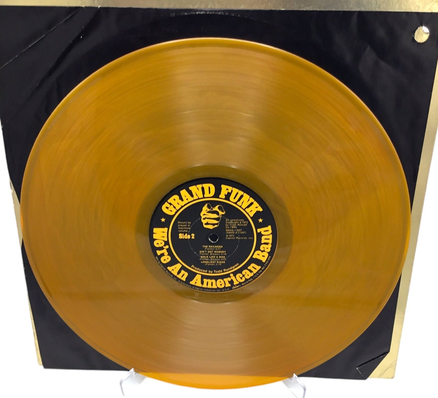 Grand Funk, We're an American Band,1973 Capitol SMAS-11207 Yellow Vinyl w/Unused Stickers