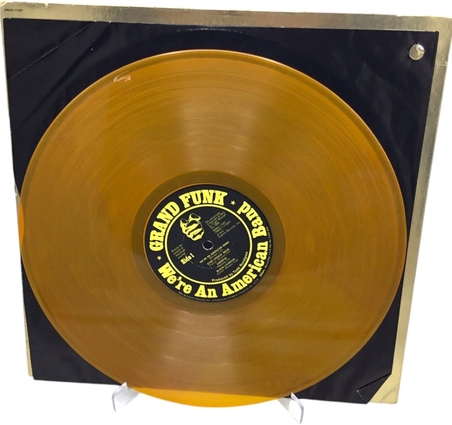 Grand Funk, We're an American Band,1973 Capitol SMAS-11207 Yellow Vinyl w/Unused Stickers