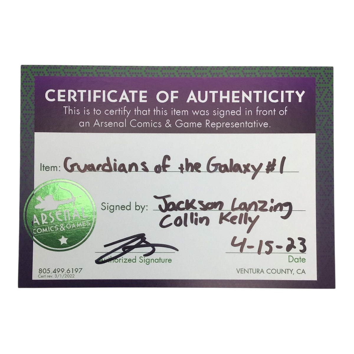 Guardians of the Galaxy #1 Signed by Jackson Lanzing & Collin Kelly – COA
