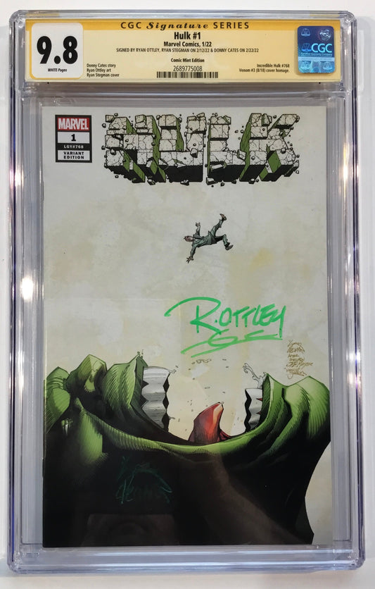 HULK #1 - COMIC MINT VARIANT - CGC 9.8 SIGNED BY CATES, STEGMAN, & OTTLEY