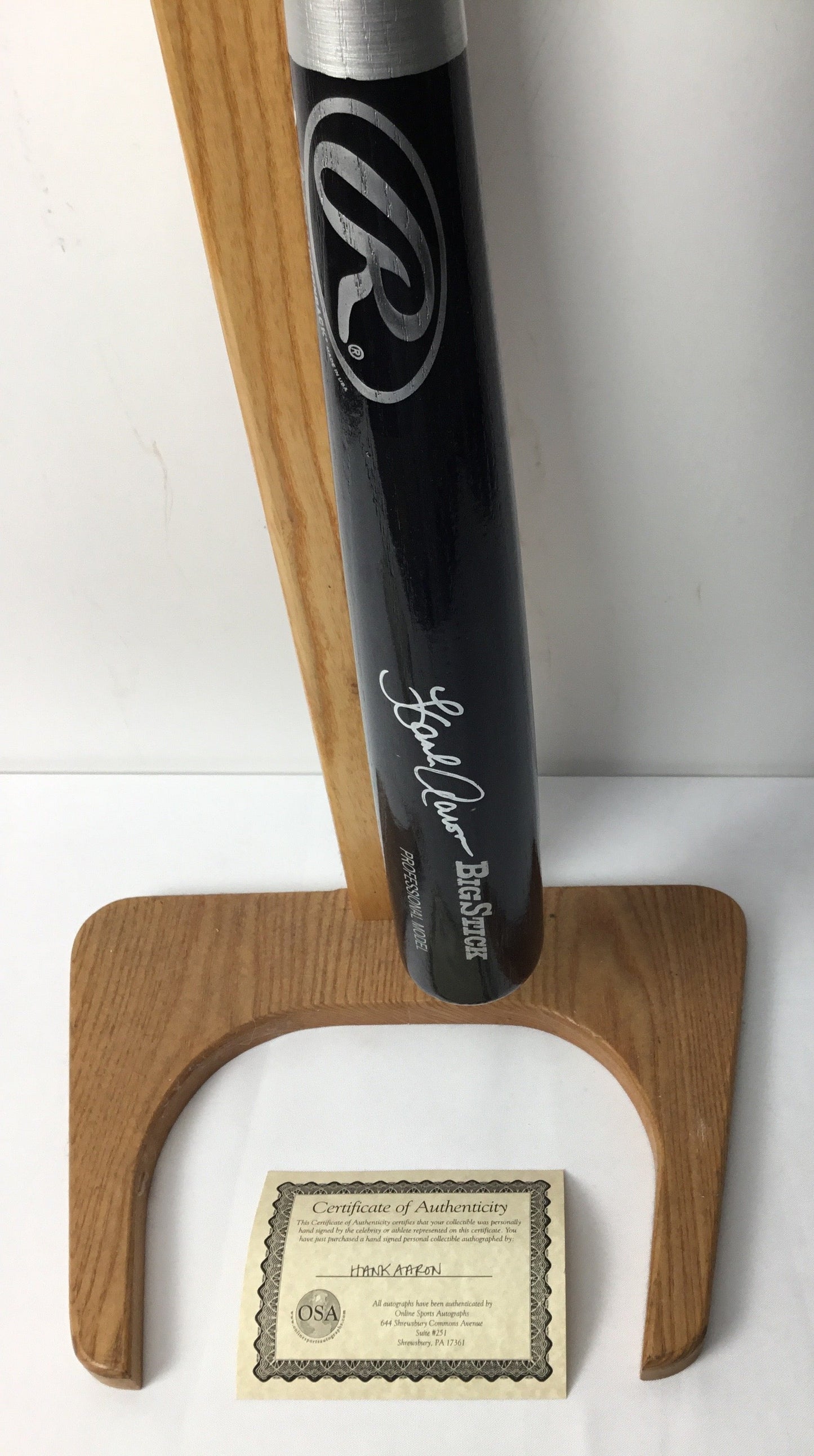 Hank Aaron Autographed Rawlings Adirondack Big Stick Wooden Baseball Bat COA