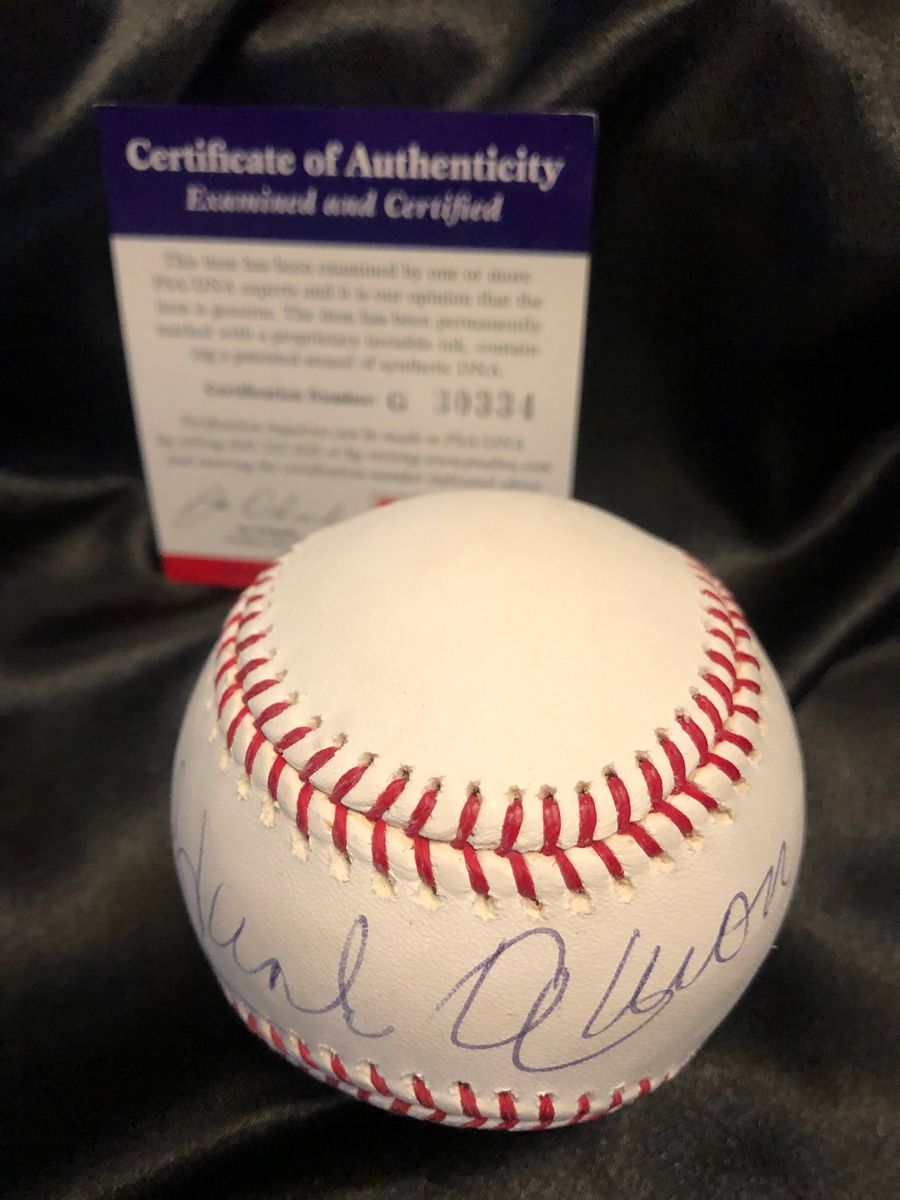 Hank Aaron Braves Signed Baseball & UD Jersey Card Shadowbox Display