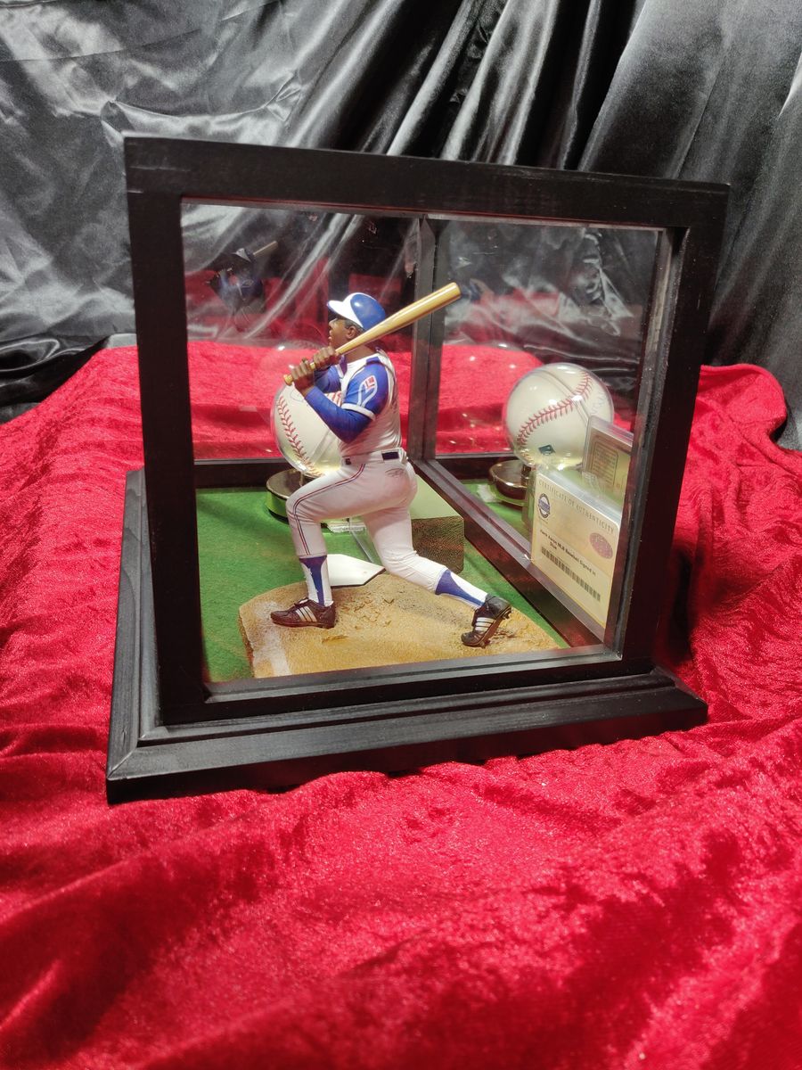 Hank Aaron Shadowbox w/ Signed Baseball, Card, & McFarlane Figure