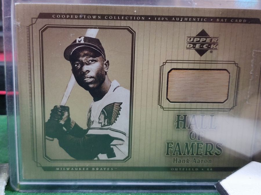 Hank Aaron Shadowbox w/ Signed Baseball, Card, & McFarlane Figure
