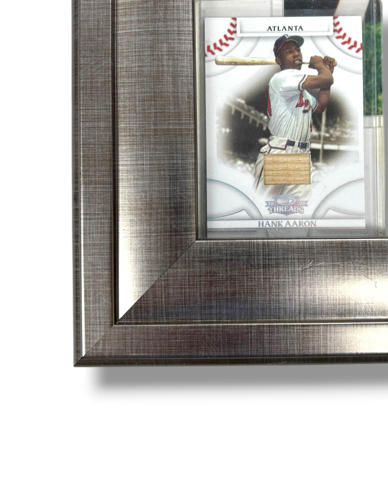 Hank Aaron Signed Silver Framed 8x10 Photo with Relic Bat Card #199/500 w/ GV Cert.