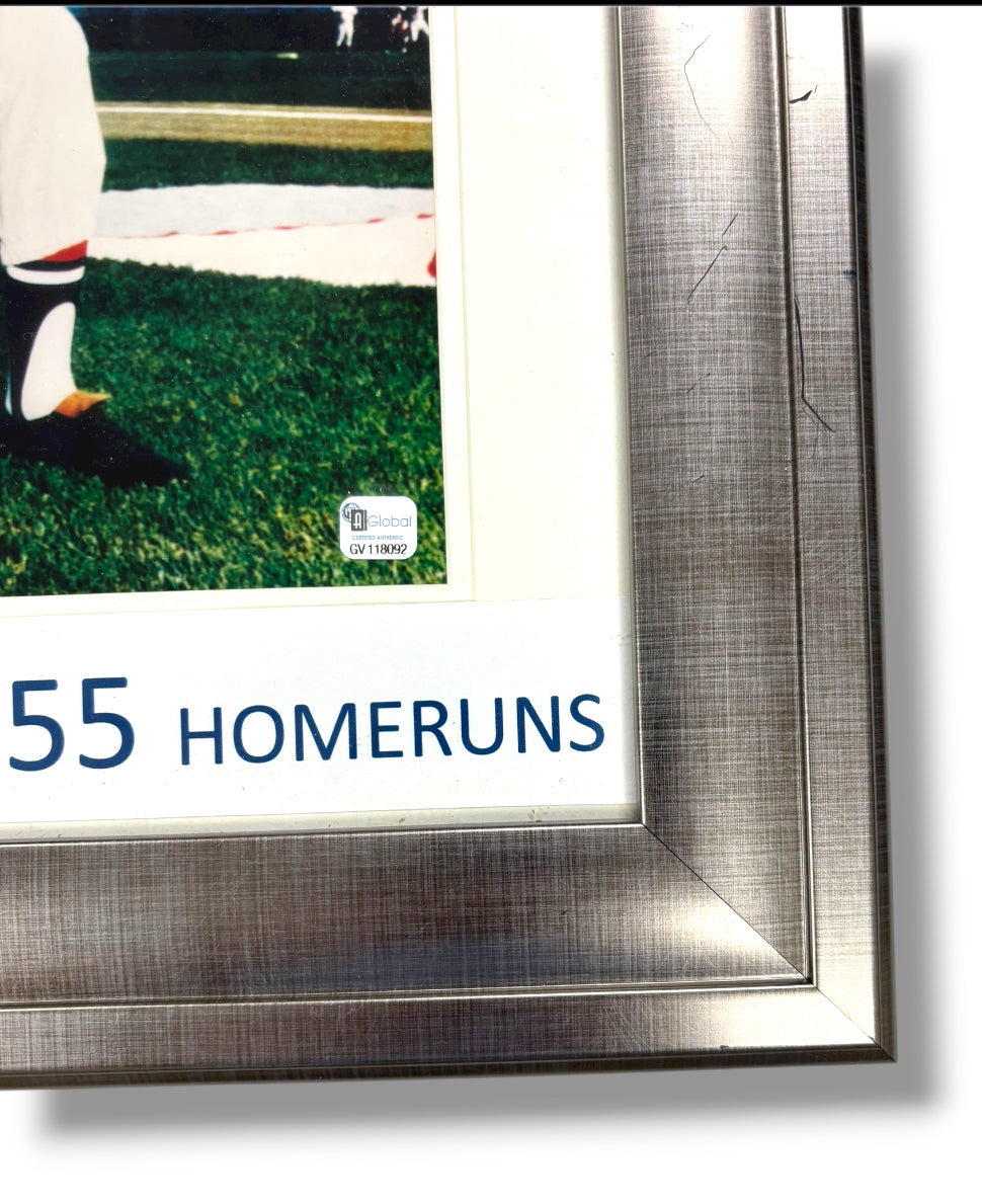 Hank Aaron Signed Silver Framed 8x10 Photo with Relic Bat Card #199/500 w/ GV Cert.