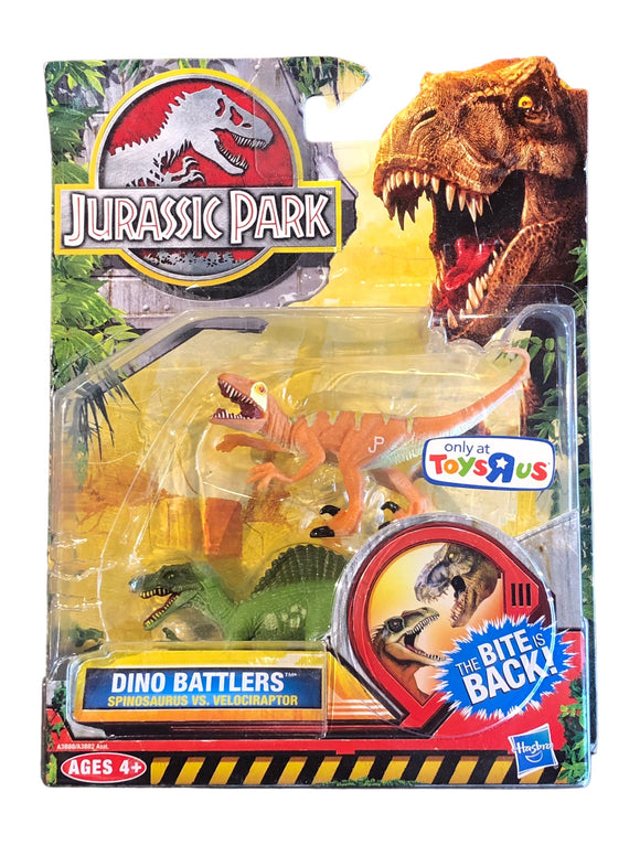 Hasbro 2012 Jurassic Park Dino Battlers Spinosaurus vs Velociraptor Action Figures