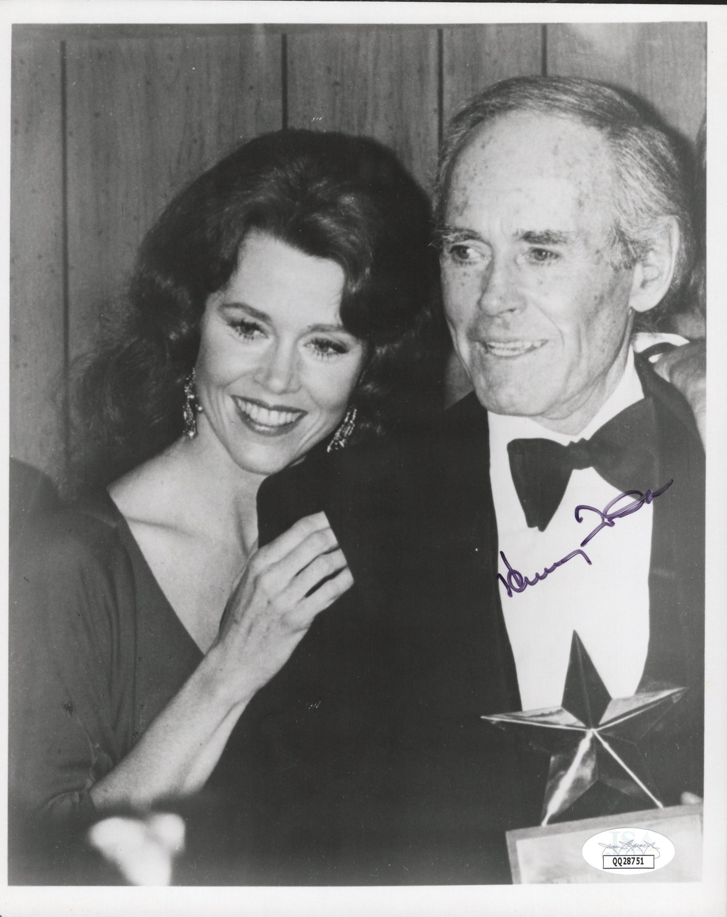 Henry Fonda Signed B&W Photo 8x10, Older with Jane Fonda JSA Certified Authentic QQ28751