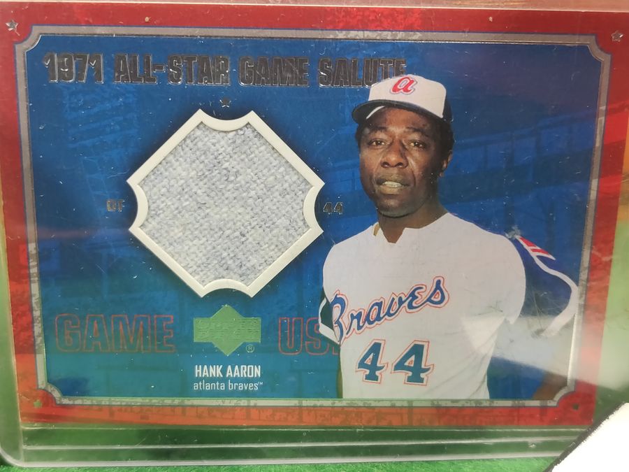 Henry Hank Aaron Shadowbox w/ Signed Baseball, Card, and Figure