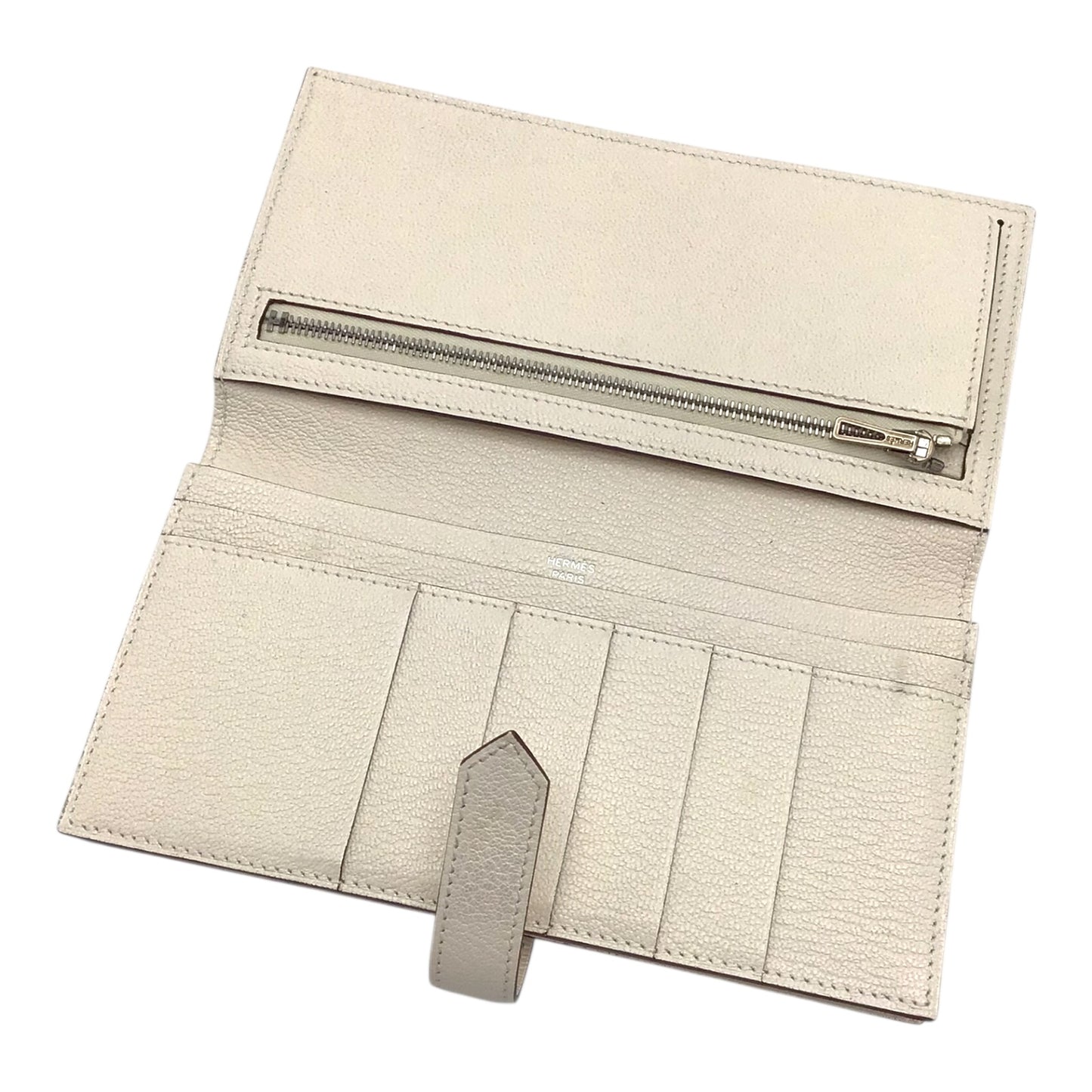 Hermès Bearn Long Wallet Nata Chevre Mysore Palladium Hardware 2021 with Box