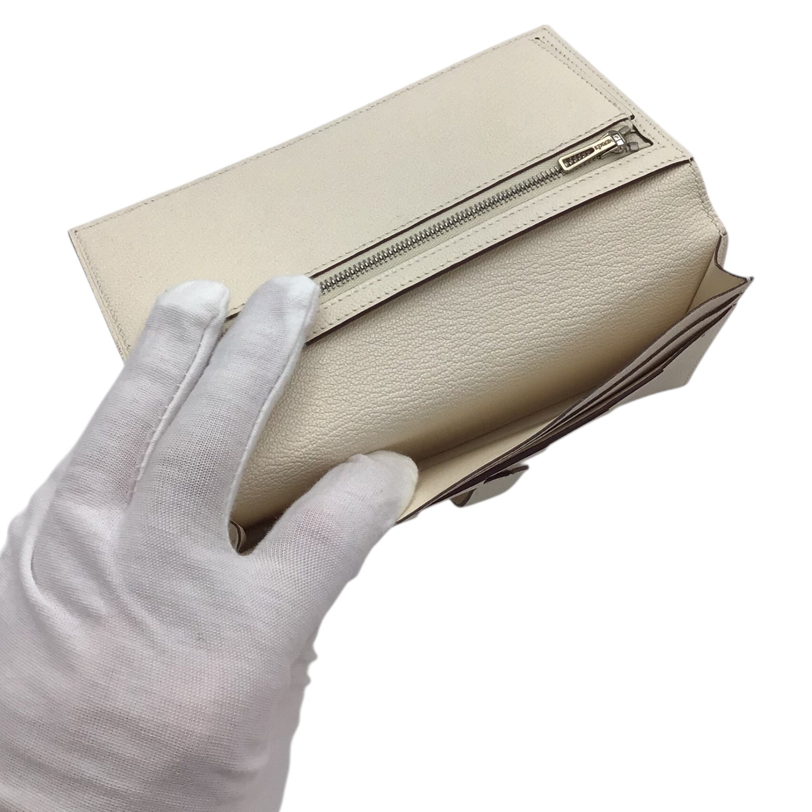Hermès Bearn Long Wallet Nata Chevre Mysore Palladium Hardware 2021 with Box