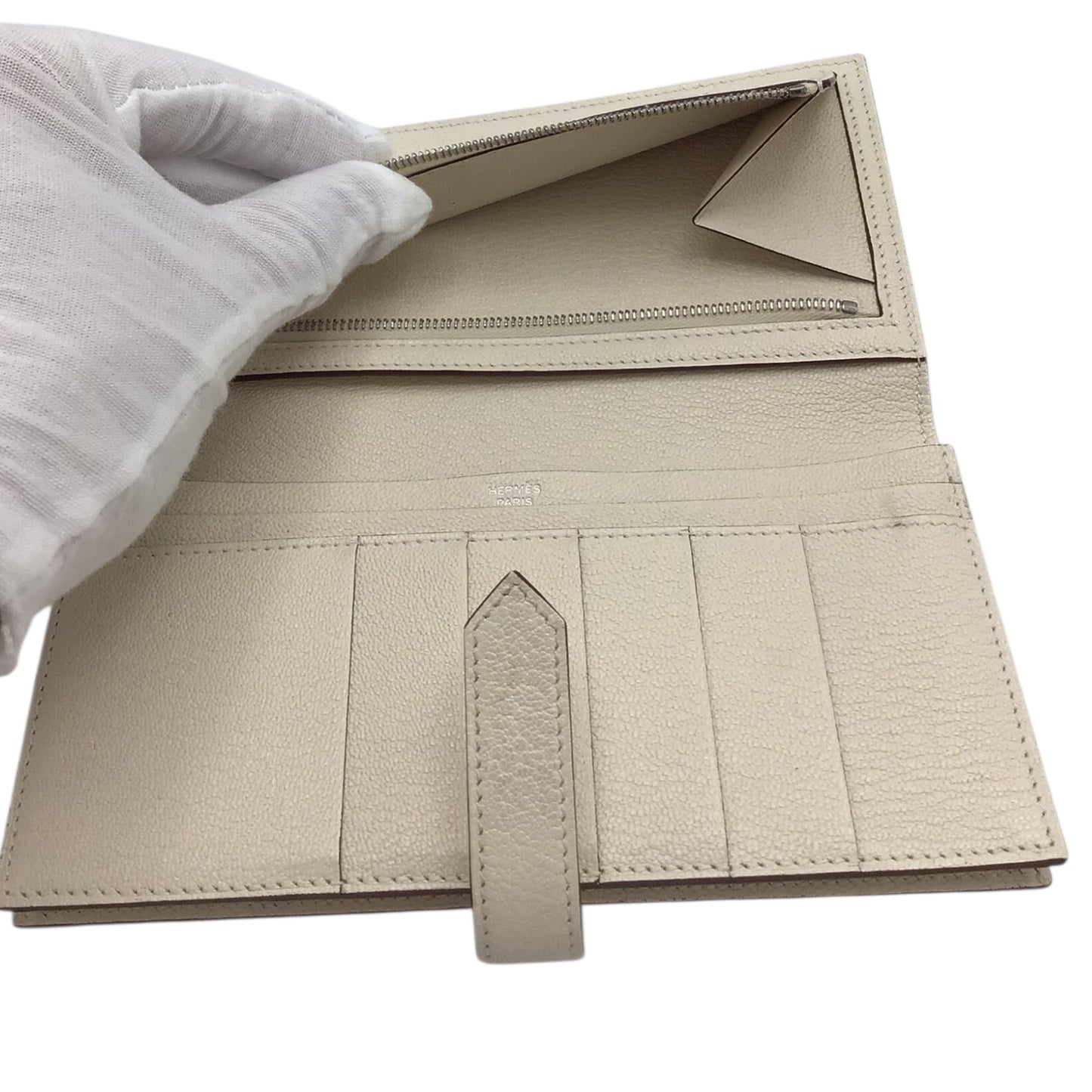 Hermès Bearn Long Wallet Nata Chevre Mysore Palladium Hardware 2021 with Box