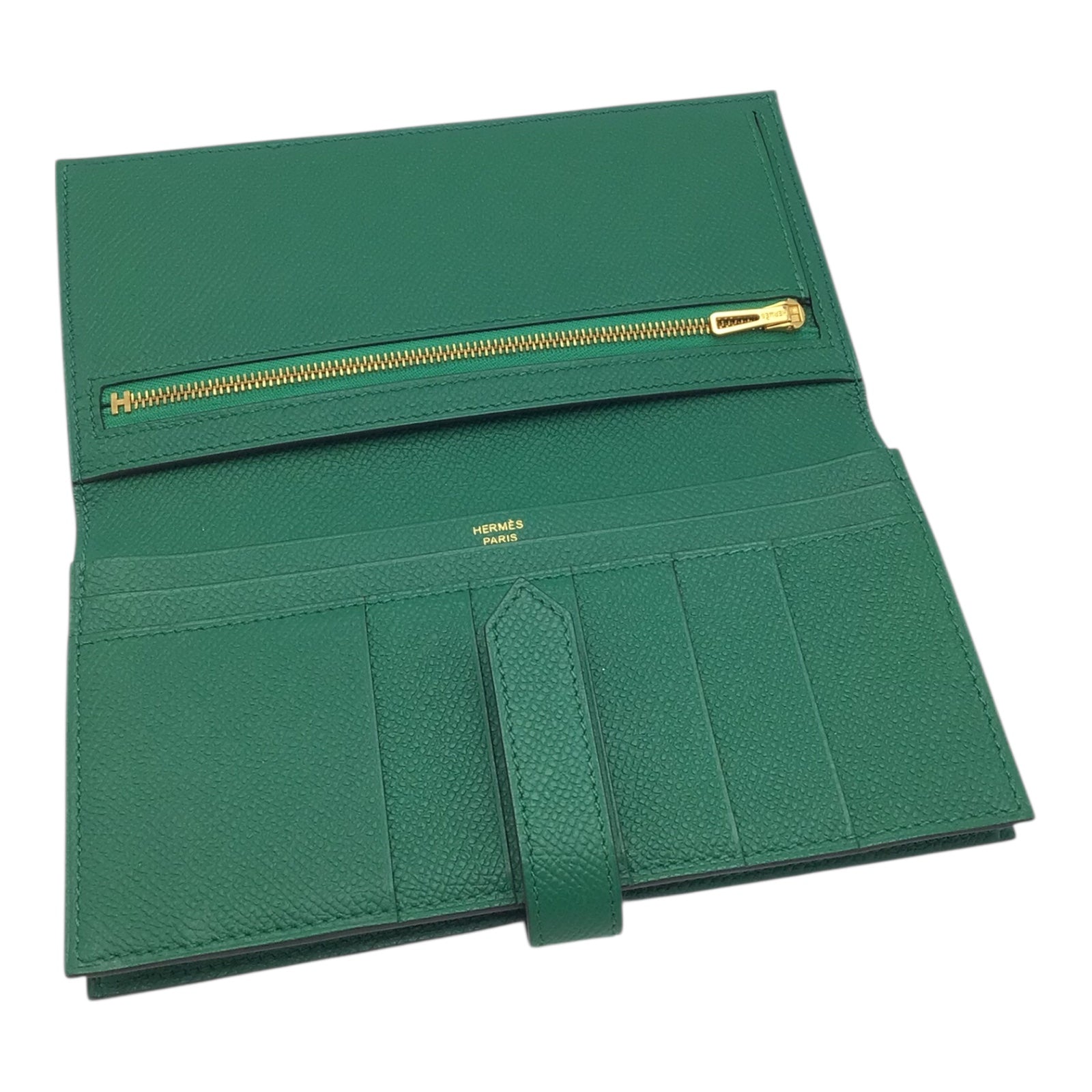 Hermès Bearn Long Wallet Vert Bengale Epsom Leather Gold Hardware 2017